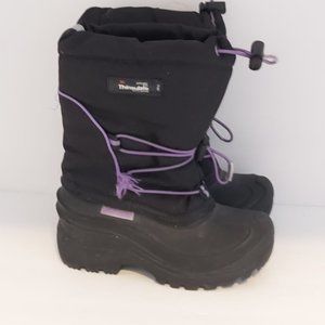 Girls Winter Snow Boots Black Purple Size 9.5
